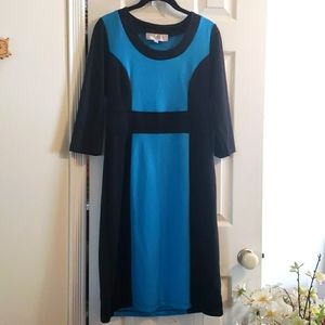 Colleen Lopez black & light blue 3/4 sleeve dress